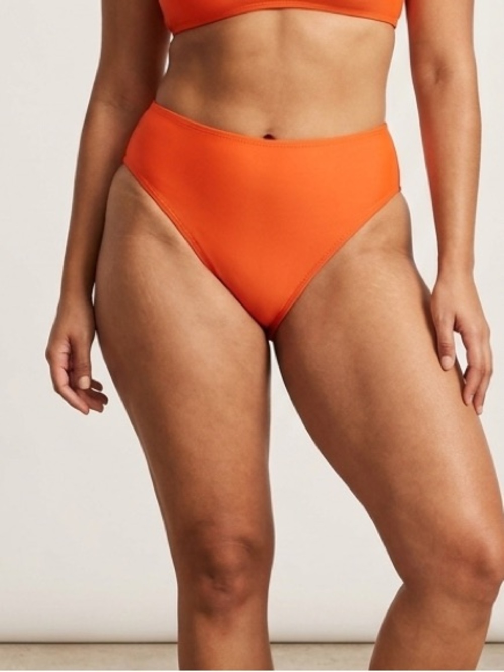 Neon Tangerine Orange High Leg Cheeky Bikini Swim Bottoms